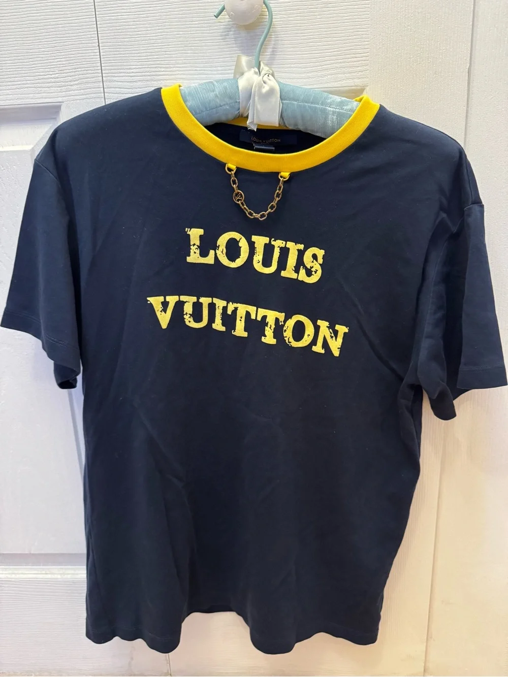 Authentic Louis Vuitton Black Tee with Yellow Logo - Picture 1 of 11